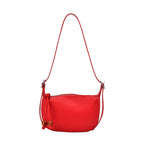 Genuine Leather Crossbody Bag - Red