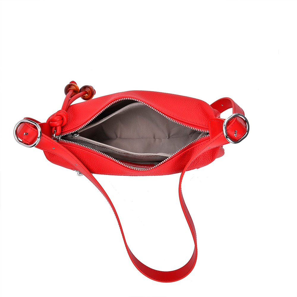 Genuine Leather Crossbody Bag - Red