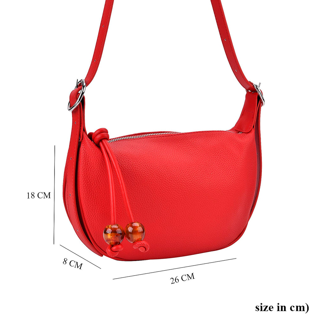 Genuine Leather Crossbody Bag - Red