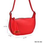 Genuine Leather Crossbody Bag - Red
