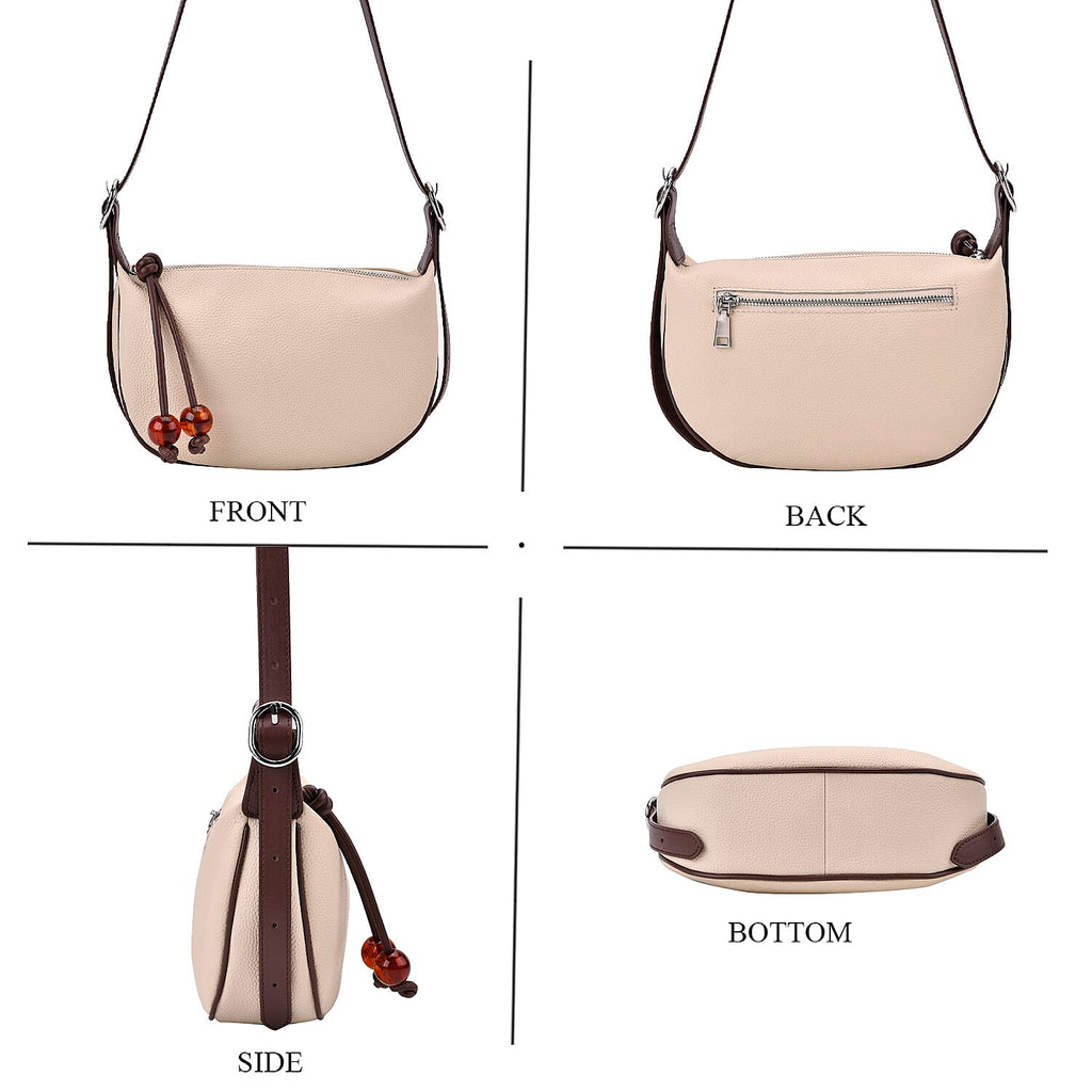 Genuine Leather Crossbody Bag - White