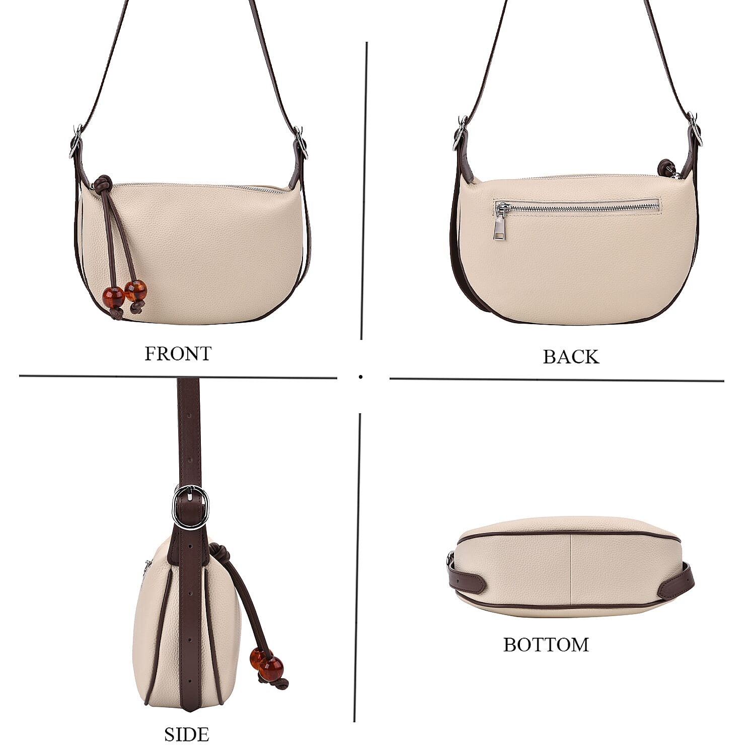 Genuine Leather Crossbody Bag - White