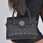 Genuine Leather Crossbody Bag with 2 Exterior Zipped Pockets - Shoulder Strap - Black