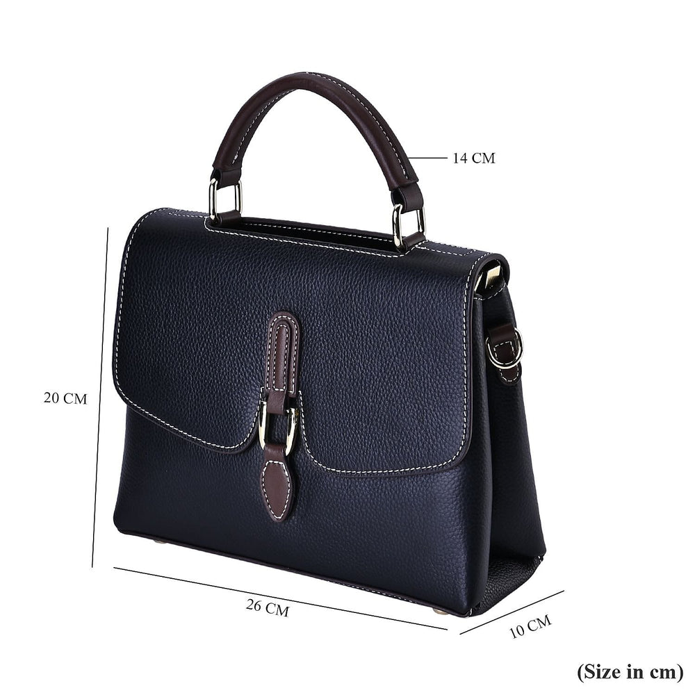 New Fall Collection- Genuine Leather Crossbody Bag with Shoulder Strap - Black