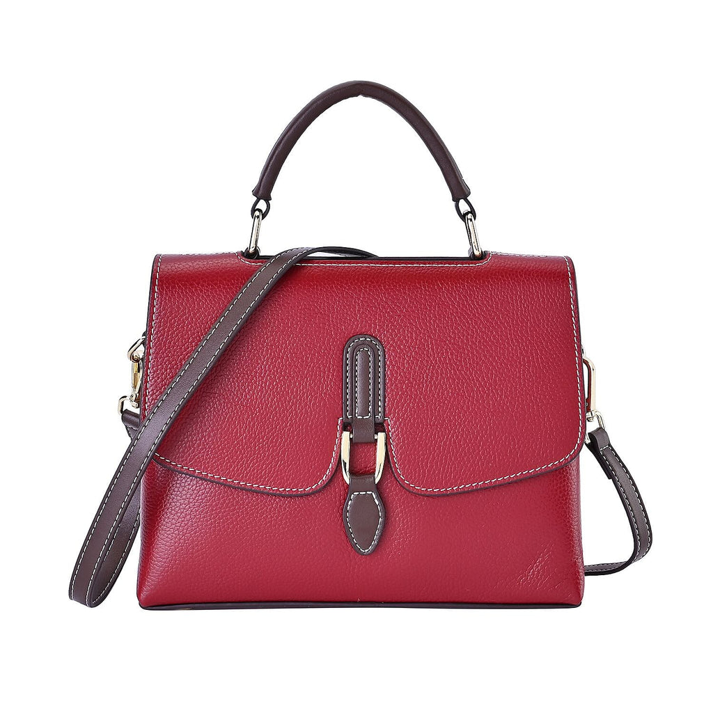New Fall Collection-  Genuine Leather Crossbody Bag with Shoulder Strap -  Red