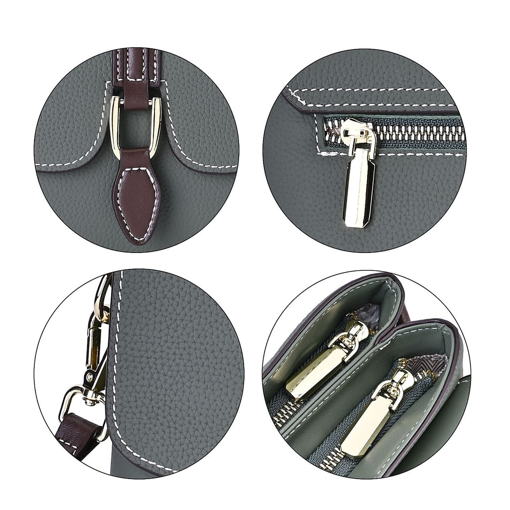 New Fall Collection- Genuine Leather Crossbody Bag with Shoulder Strap -  Olive
