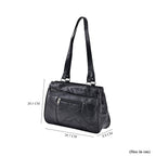 Genuine Leather Over the Shoulder Bag - Black