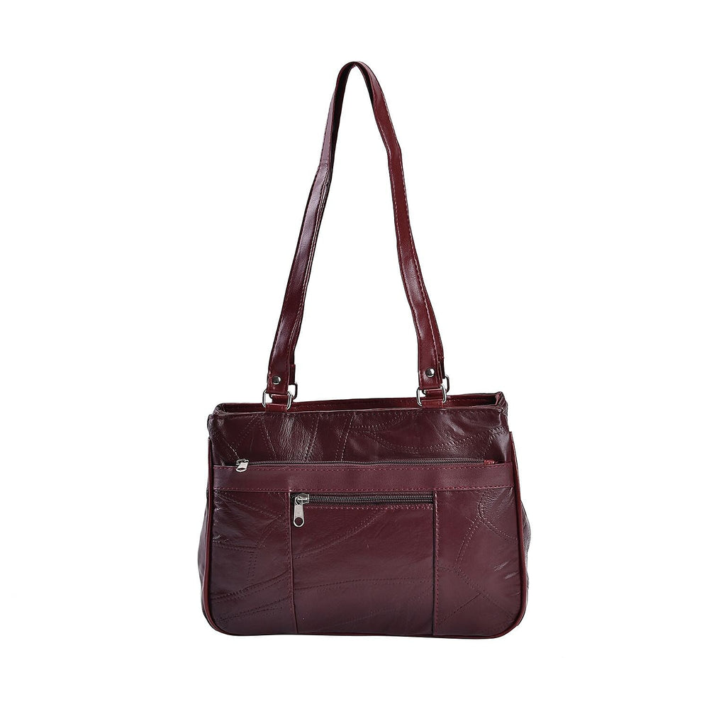 One Time Closeout Deal - Genuine Leather Crossbody Bag - Burgundy