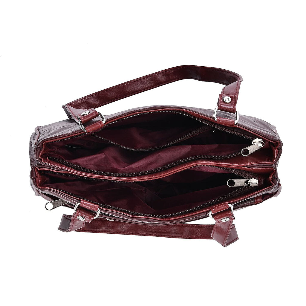 One Time Closeout Deal - Genuine Leather Crossbody Bag - Burgundy