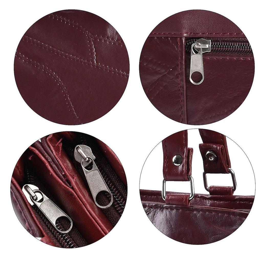 One Time Closeout Deal - Genuine Leather Crossbody Bag - Burgundy