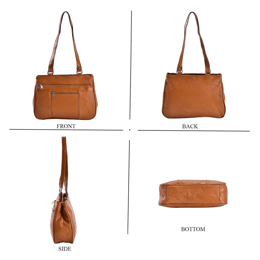 One Time Closeout Deal - Genuine Leather Crossbody Bag  - Tan