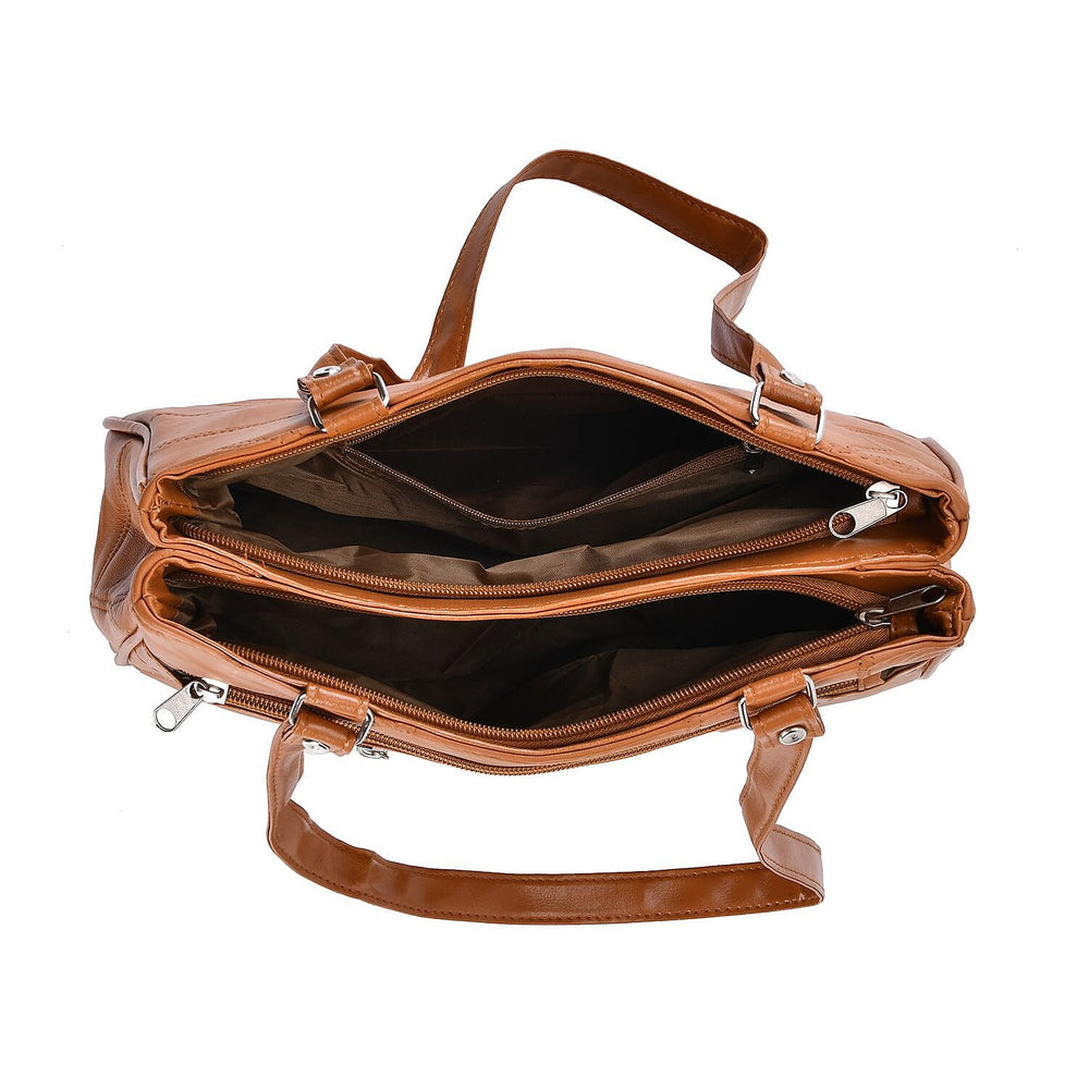 One Time Closeout Deal - Genuine Leather Crossbody Bag  - Tan