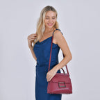 Genuine Leather Crossbody Bag (Size 25x11x22 cm) - Burgundy