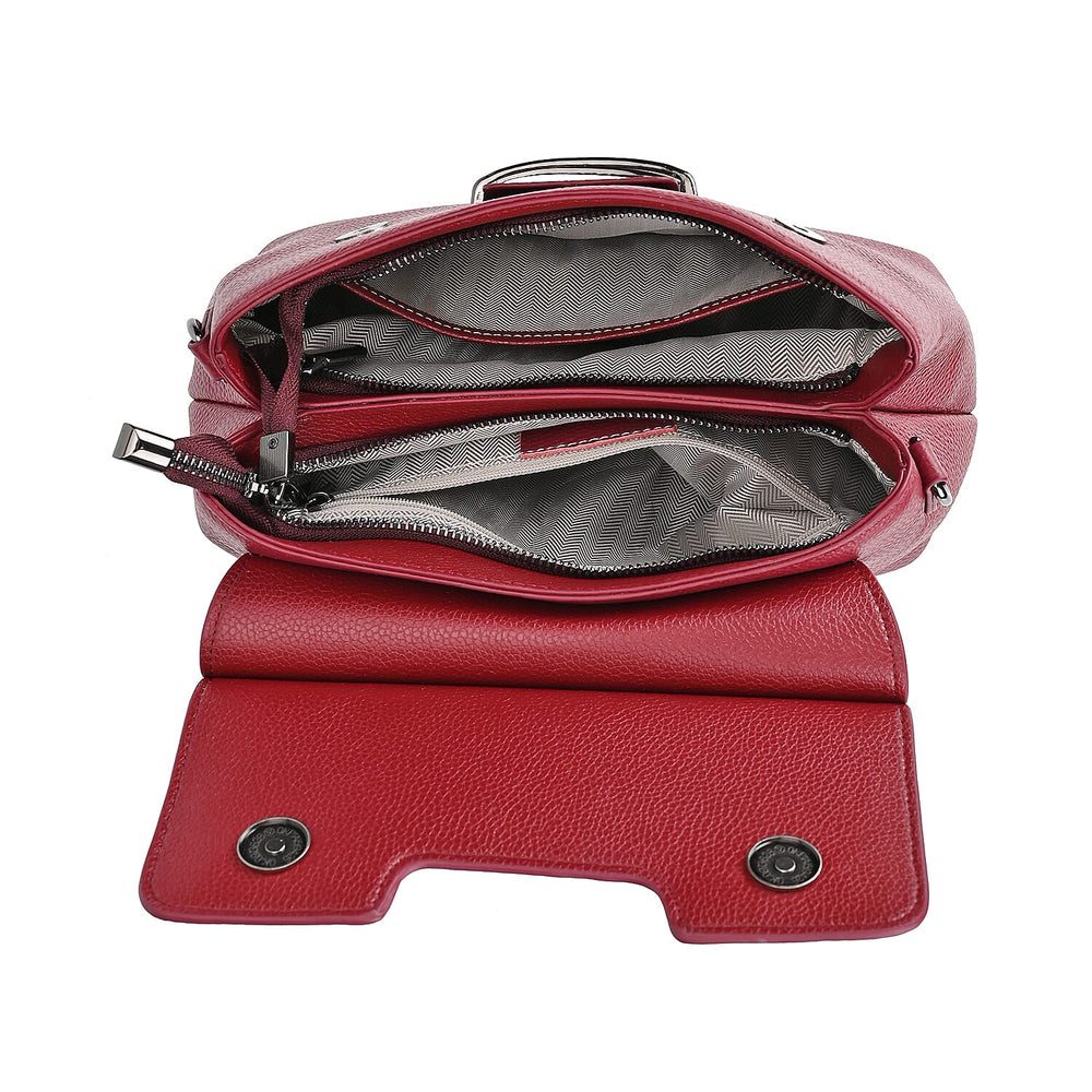 Genuine Leather Crossbody Bag (Size 25x11x22 cm) - Burgundy