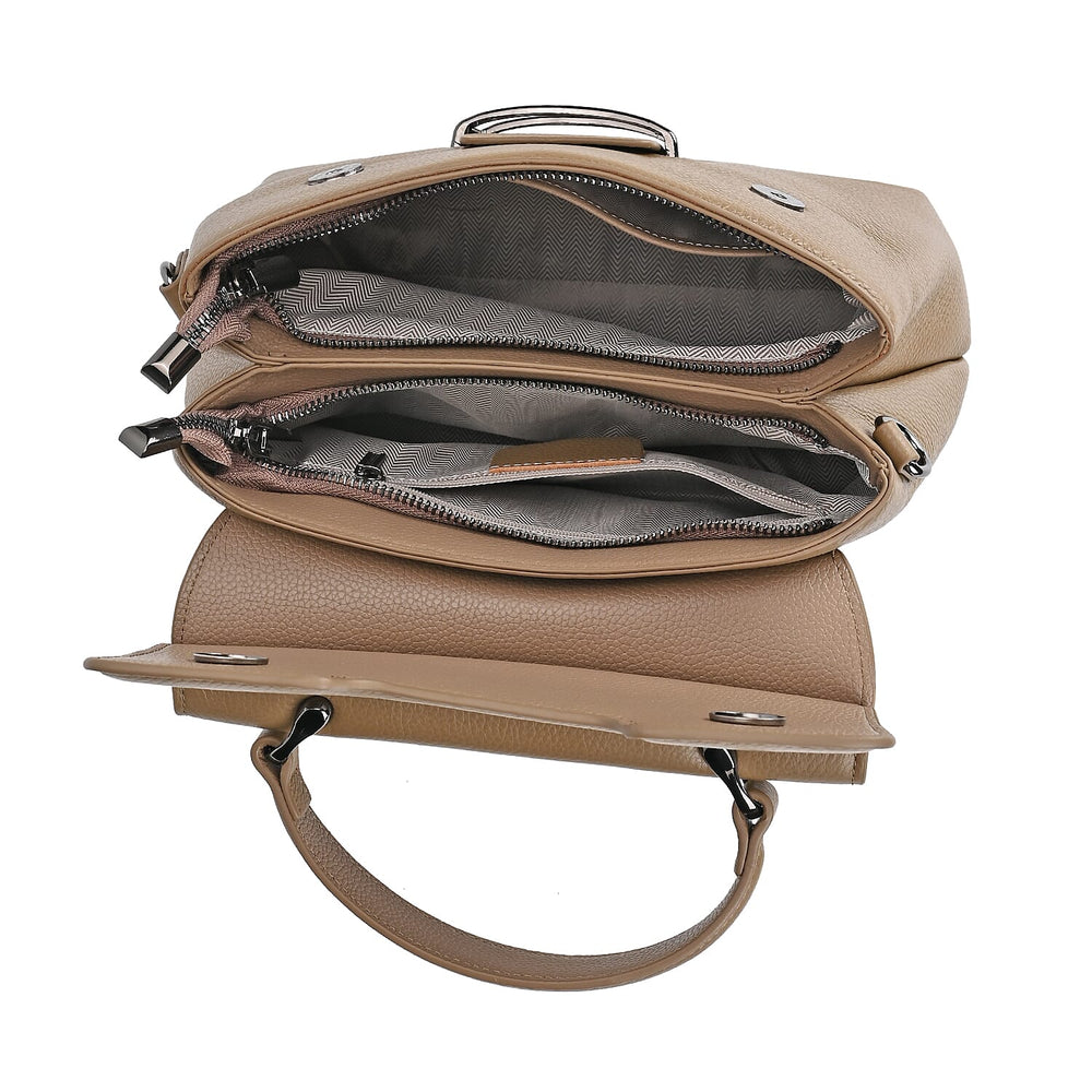 Genuine Leather Crossbody Bag (Size 25x11x22 cm) - Beige