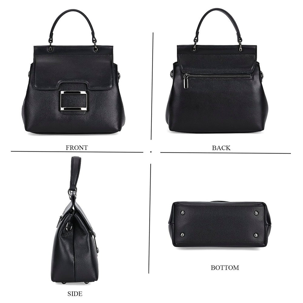 Genuine Leather Crossbody Bag  (Size 25x11x22 cm) - Black