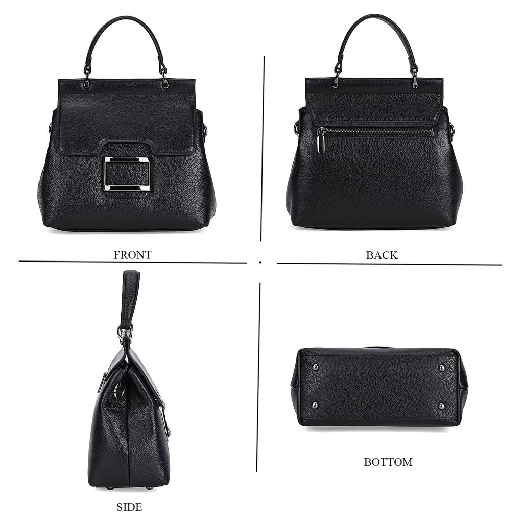 Genuine Leather Crossbody Bag  (Size 25x11x22 cm) - Black