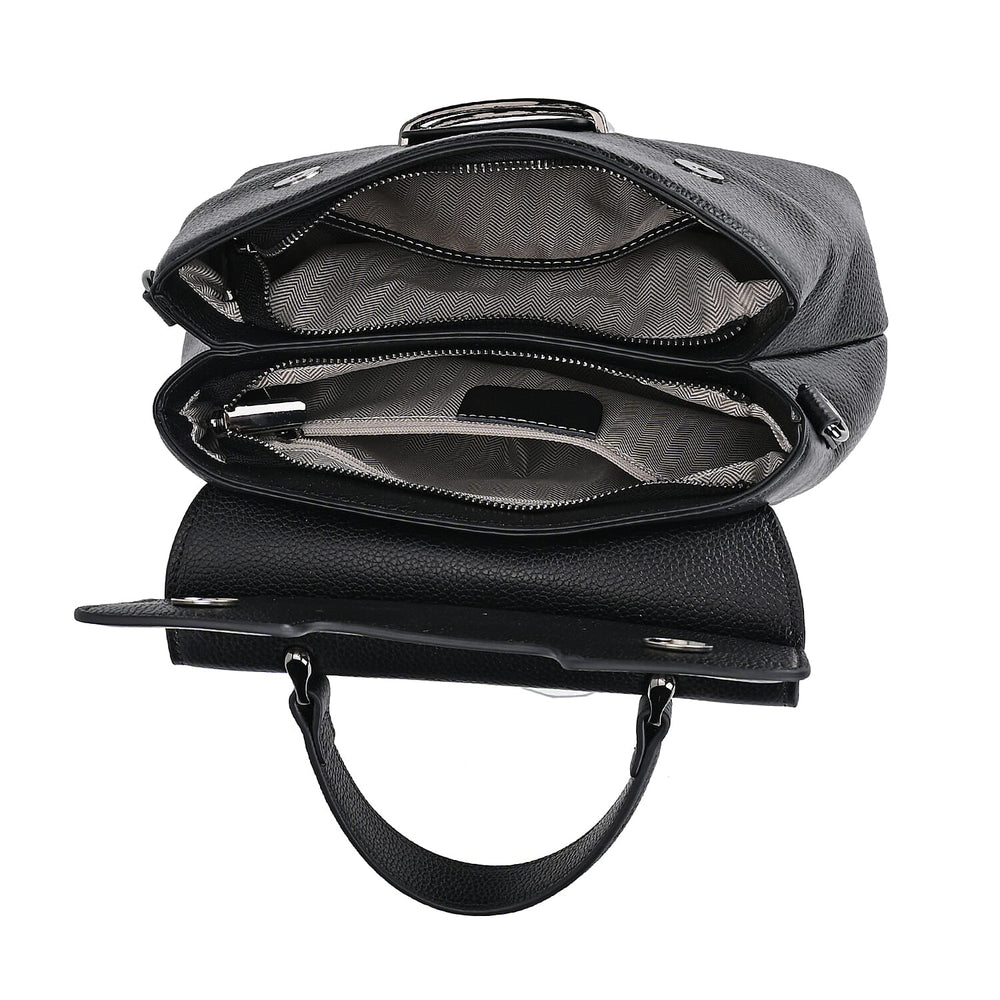 Genuine Leather Crossbody Bag  (Size 25x11x22 cm) - Black