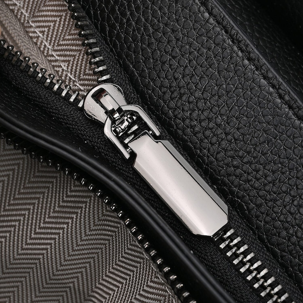 Genuine Leather Crossbody Bag  (Size 25x11x22 cm) - Black