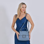 Genuine Leather Crossbody Bag (Size 25x11x22 cm) - Blue