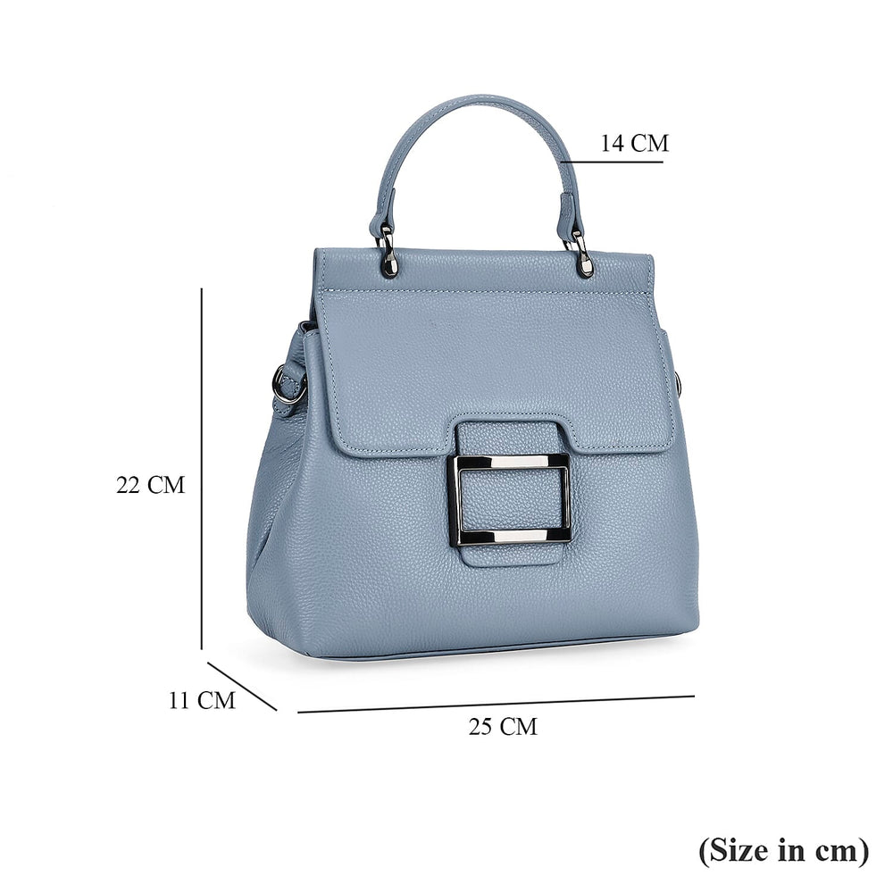 Genuine Leather Crossbody Bag (Size 25x11x22 cm) - Blue