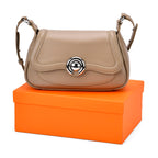 Genuine Leather Elegant Crossbody Bag - Khaki