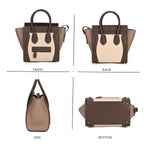 CLOSEOUT OFFER - DESIGNER INSPIRED - 100% Genuine Leather Crossbody Bag with Handle Drop - Beige - White
