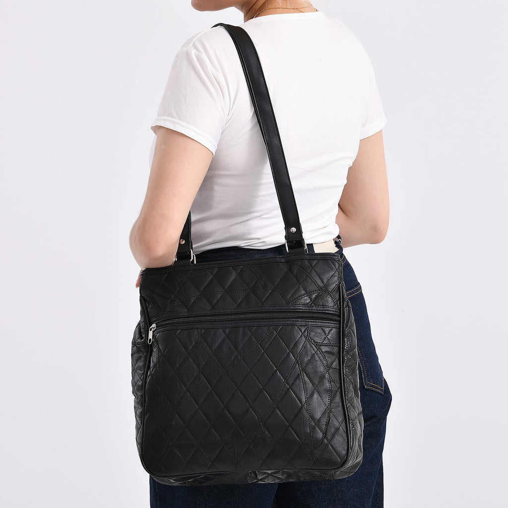 One Time CloseOut-Genuine Leather Tote Bag (Size 30x10x33 cm) - Black