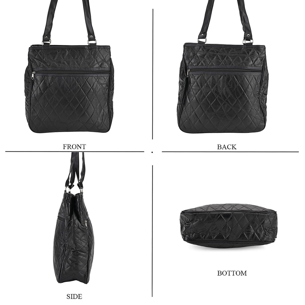 One Time CloseOut-Genuine Leather Tote Bag (Size 30x10x33 cm) - Black