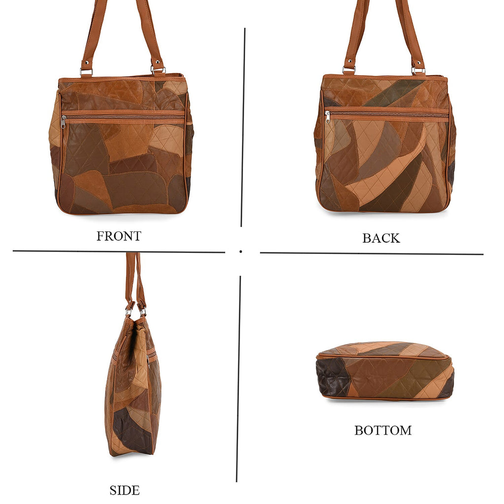 Genuine Leather Tote Bag (Size 30x10x33 cm) - Camel