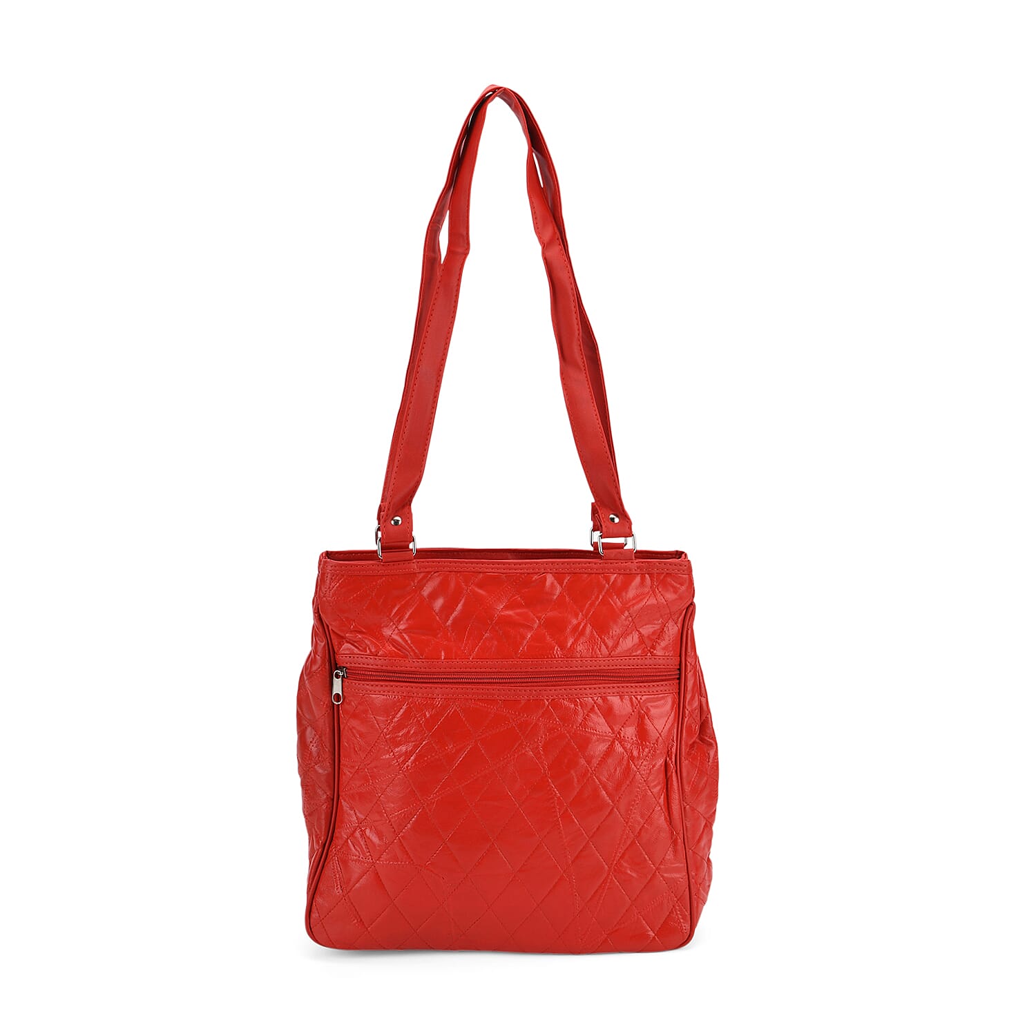 Genuine Leather Patchwork Tote Bag (Size 30x10x33 cm) - Red