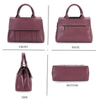 Sumptuous Quality 100% Genuine Exquisite Leather Croc Embossed Crossbody Bag with 2 Long Shoulder Strap - Purple
