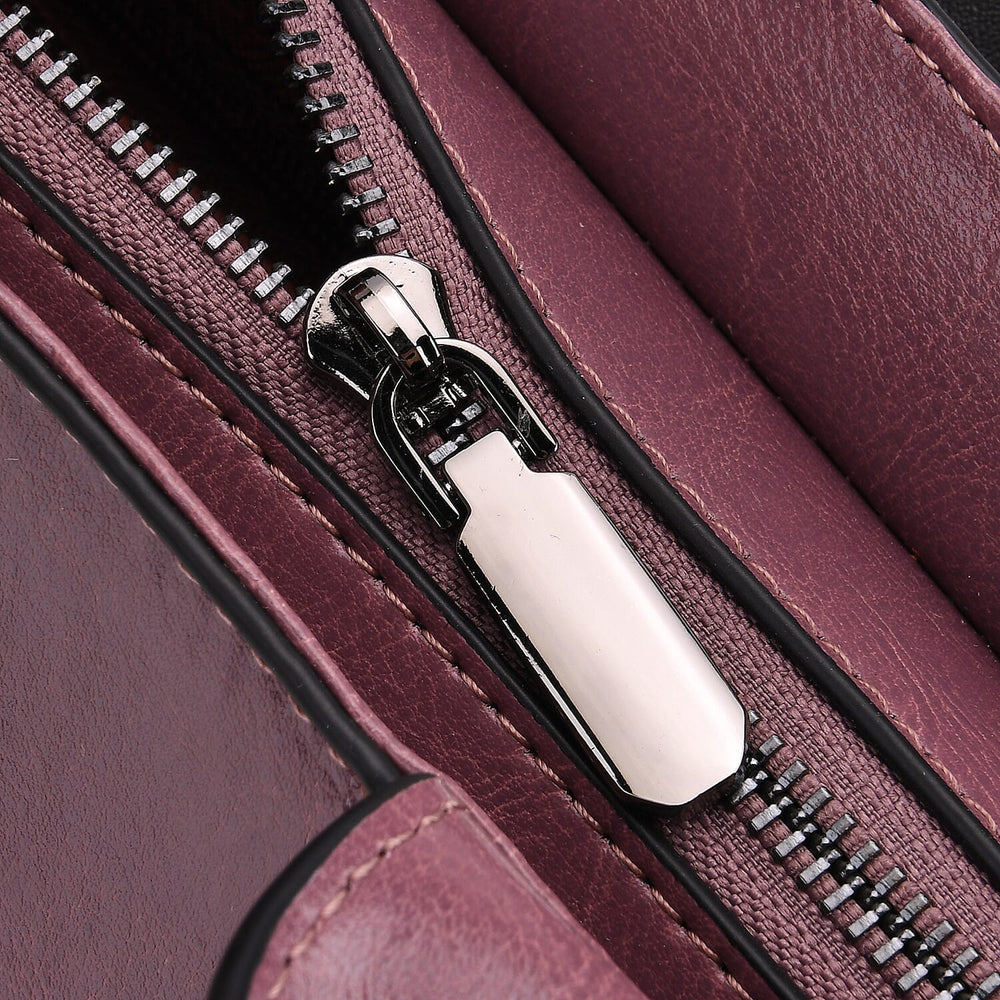 Sumptuous Quality 100% Genuine Exquisite Leather Croc Embossed Crossbody Bag with 2 Long Shoulder Strap - Purple