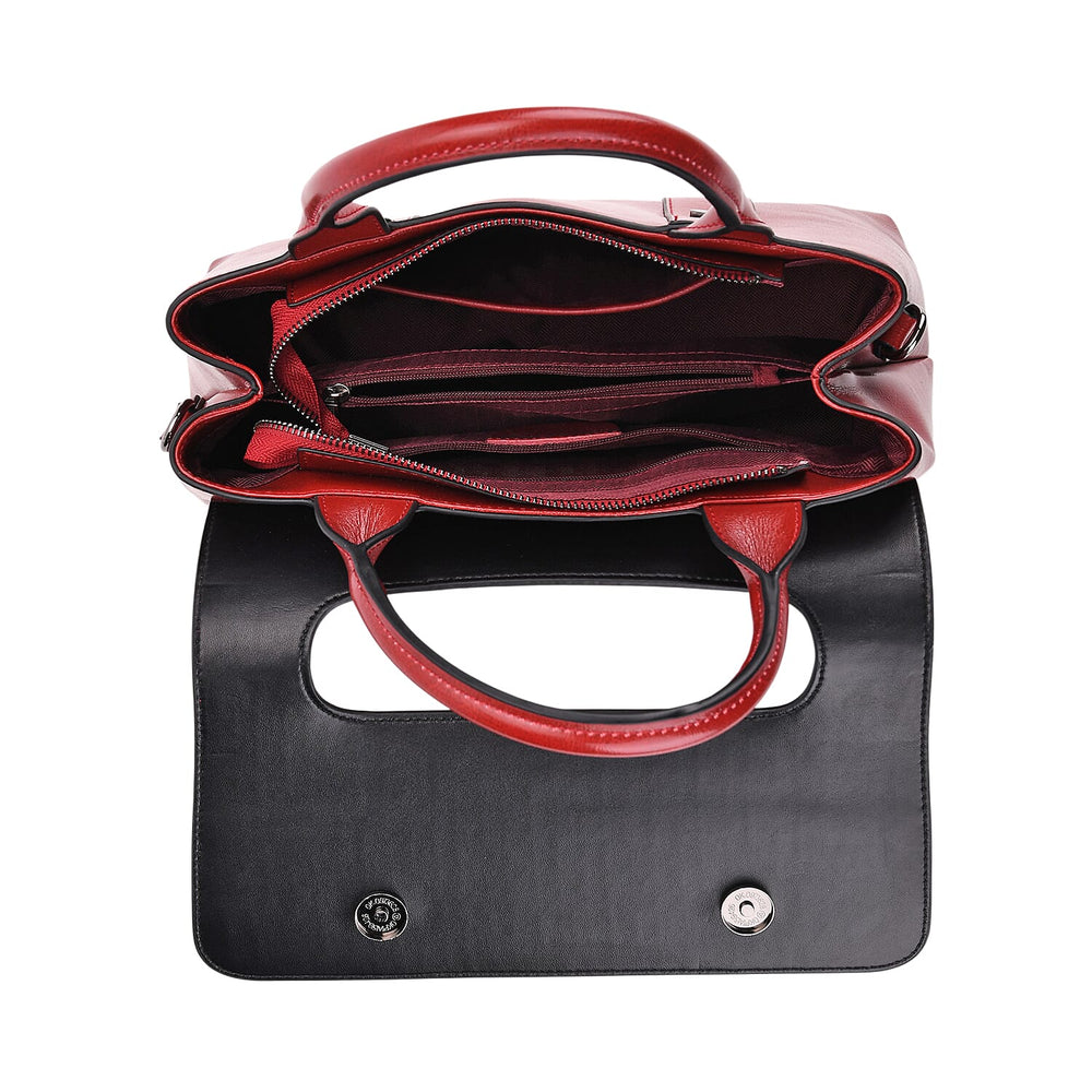 Sumptuous Quality 100% Genuine Exquisite Leather Croc Embossed Crossbody Bag with 2 Long Shoulder Strap - Red