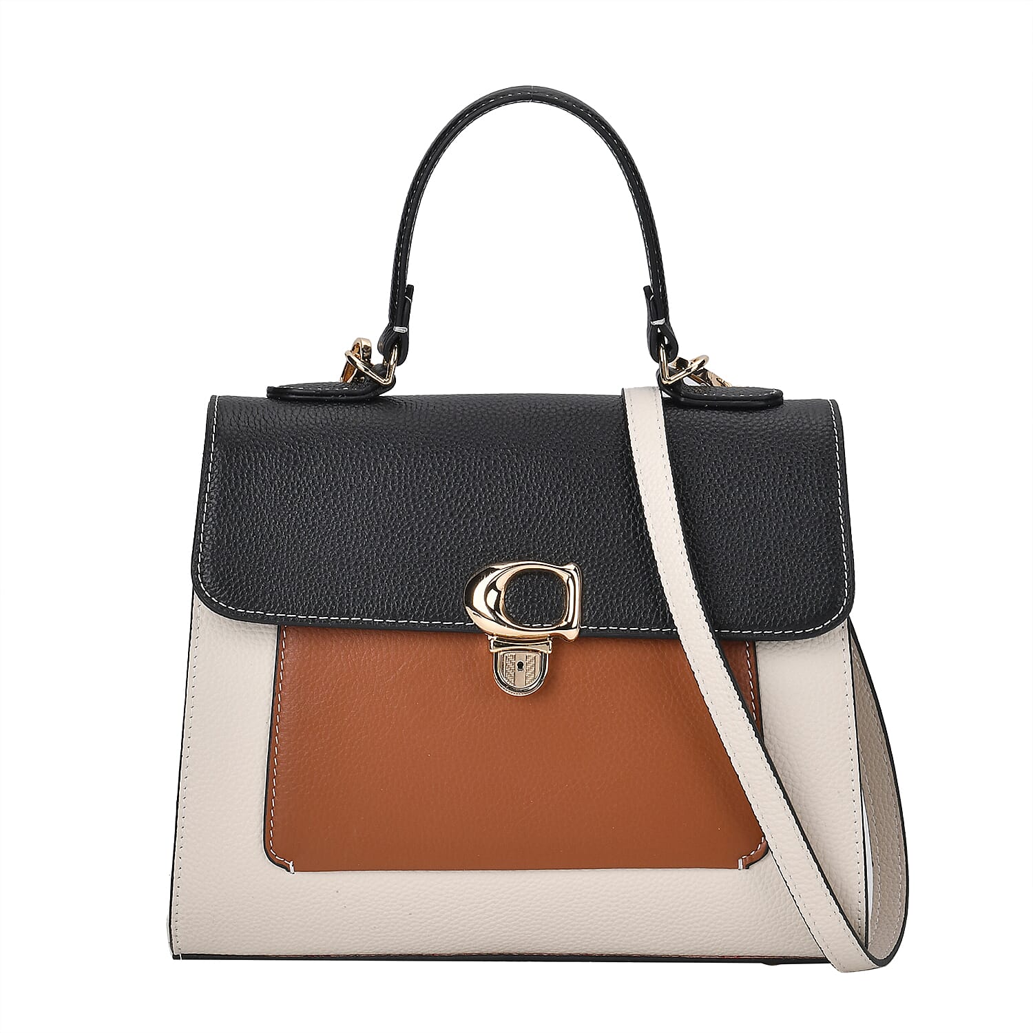Genuine Leather Patterned Crossbody Bag (Size 27x11x22 cm) - Multi