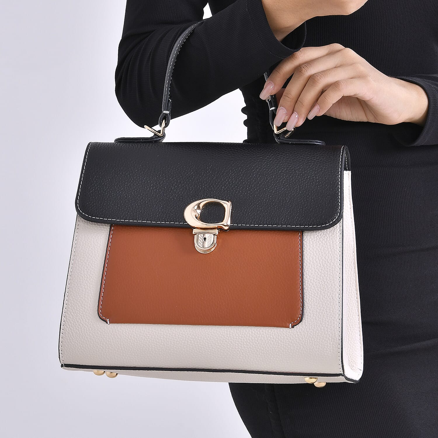 Genuine Leather Patterned Crossbody Bag (Size 27x11x22 cm) - Multi