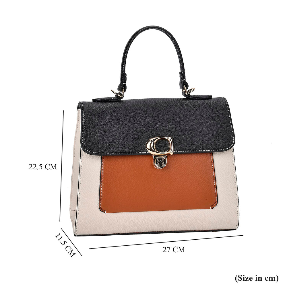 Genuine Leather Patterned Crossbody Bag (Size 27x11x22 cm) - Multi