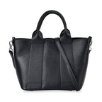 Genuine Leather Patterned Crossbody Bag with Top Handle - Black