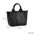 Genuine Leather Patterned Crossbody Bag with Top Handle - Black
