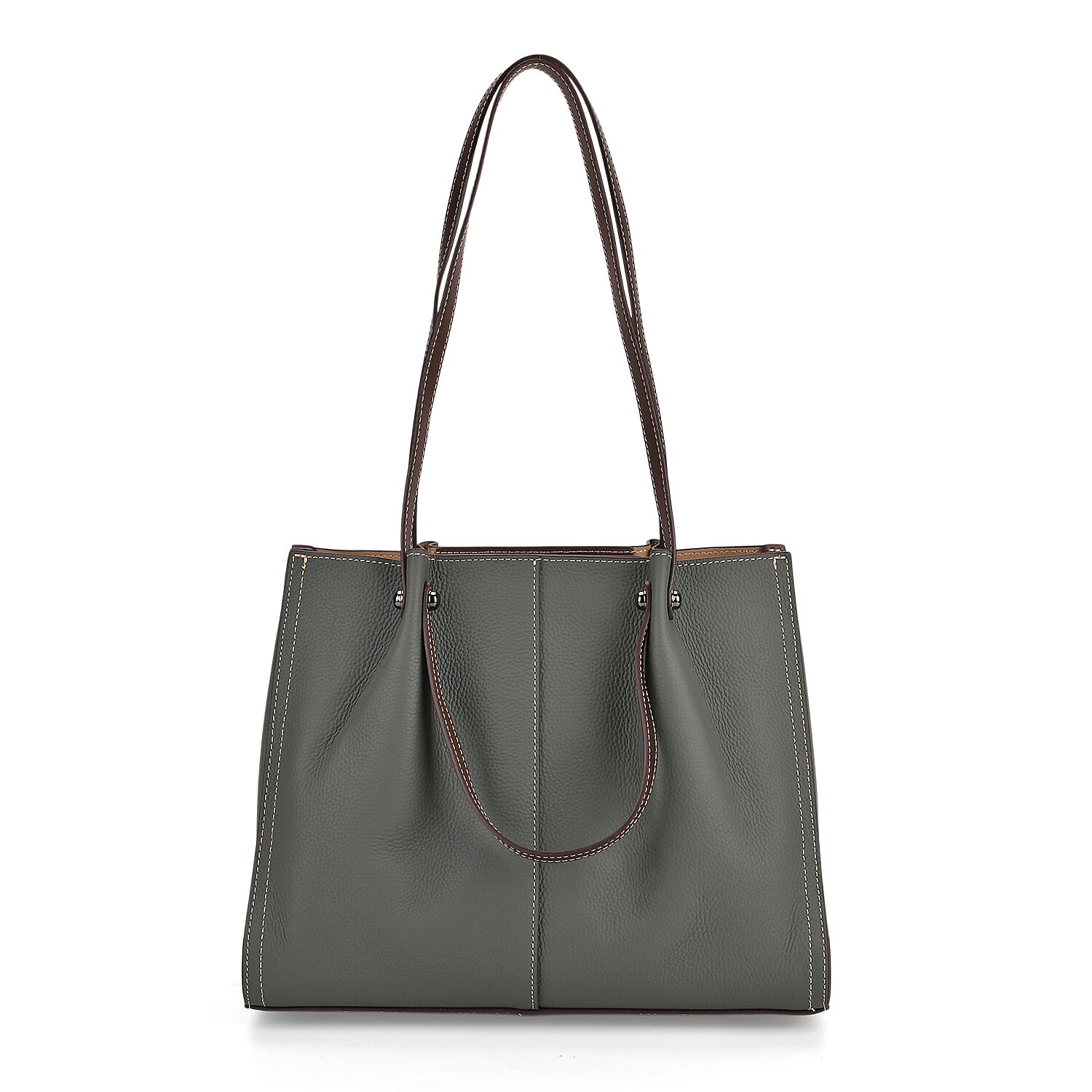 Genuine Leather Tote Bag - Green