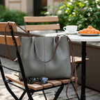 Genuine Leather Tote Bag - Green