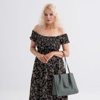 Genuine Leather Tote Bag - Green