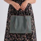 Genuine Leather Tote Bag - Green