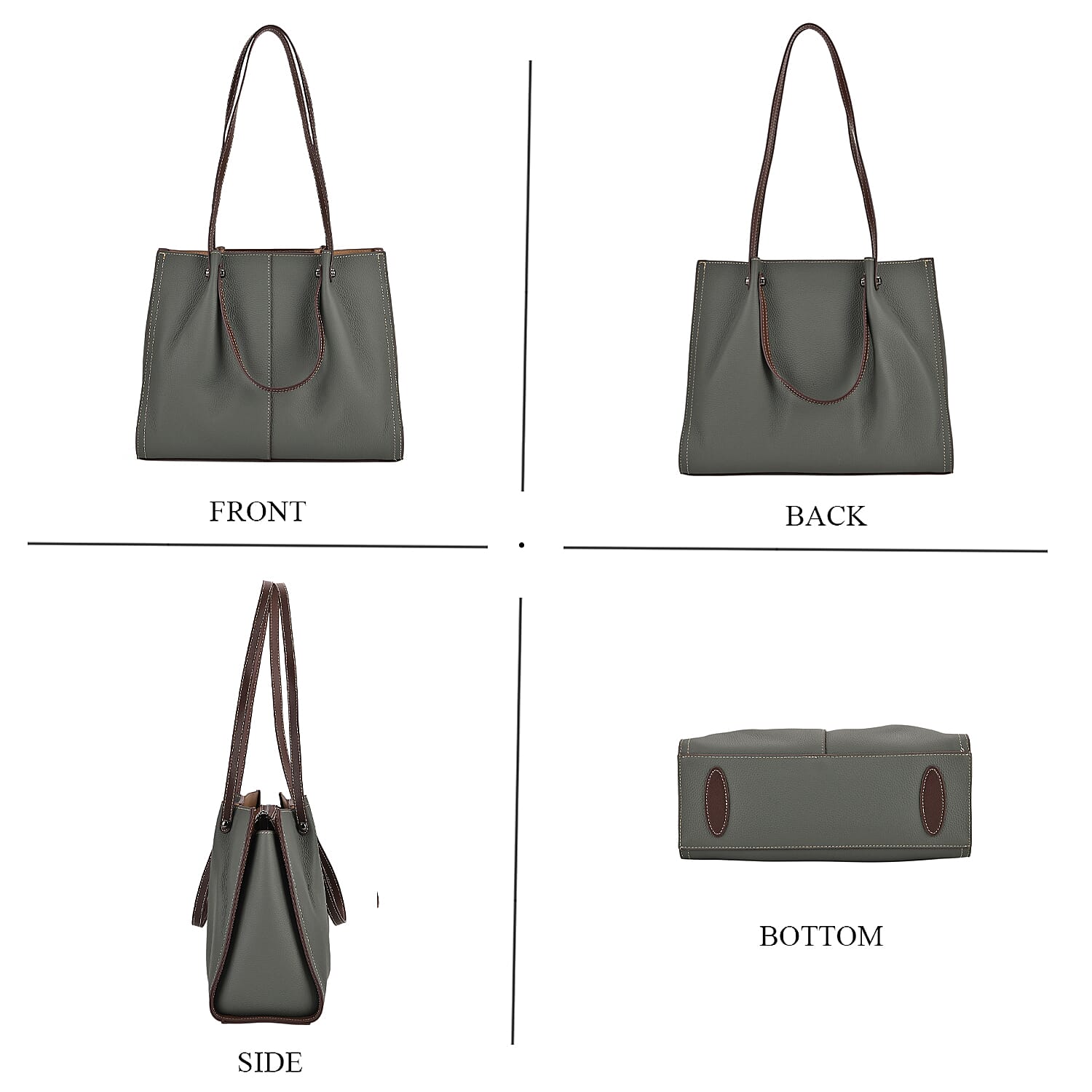 Genuine Leather Tote Bag - Green