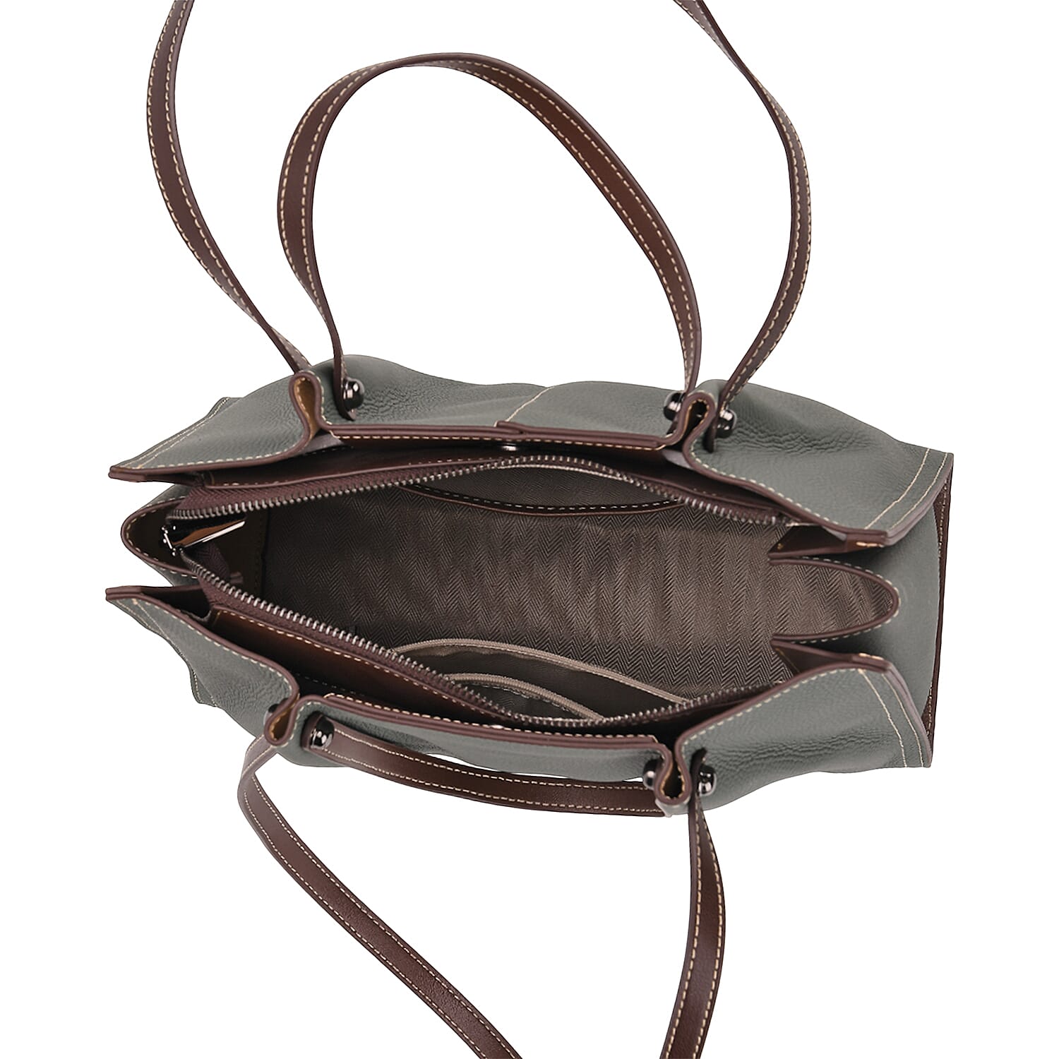 Genuine Leather Tote Bag - Green