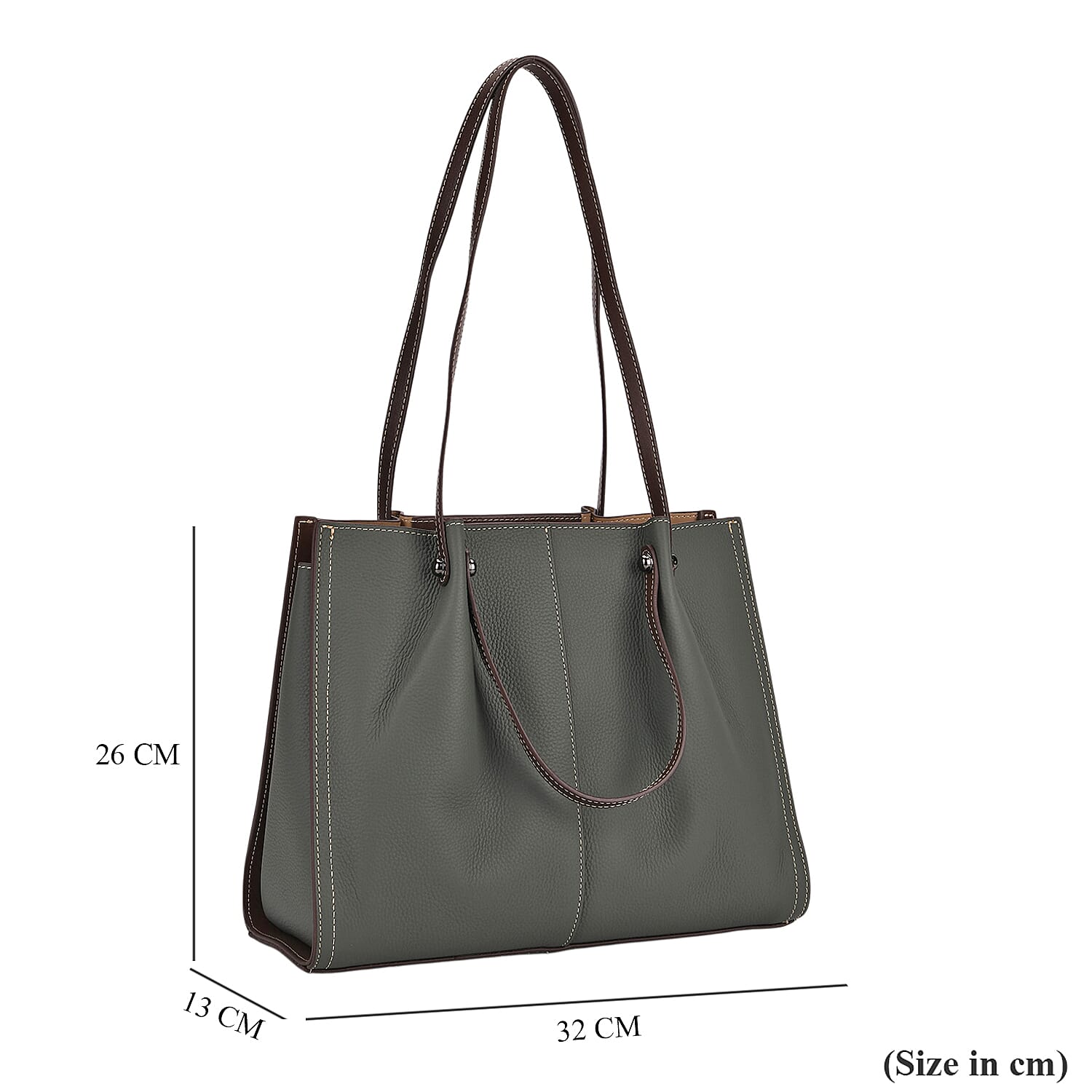 Genuine Leather Tote Bag - Green