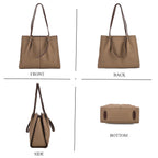 Genuine Leather Tote Bag - Taupe