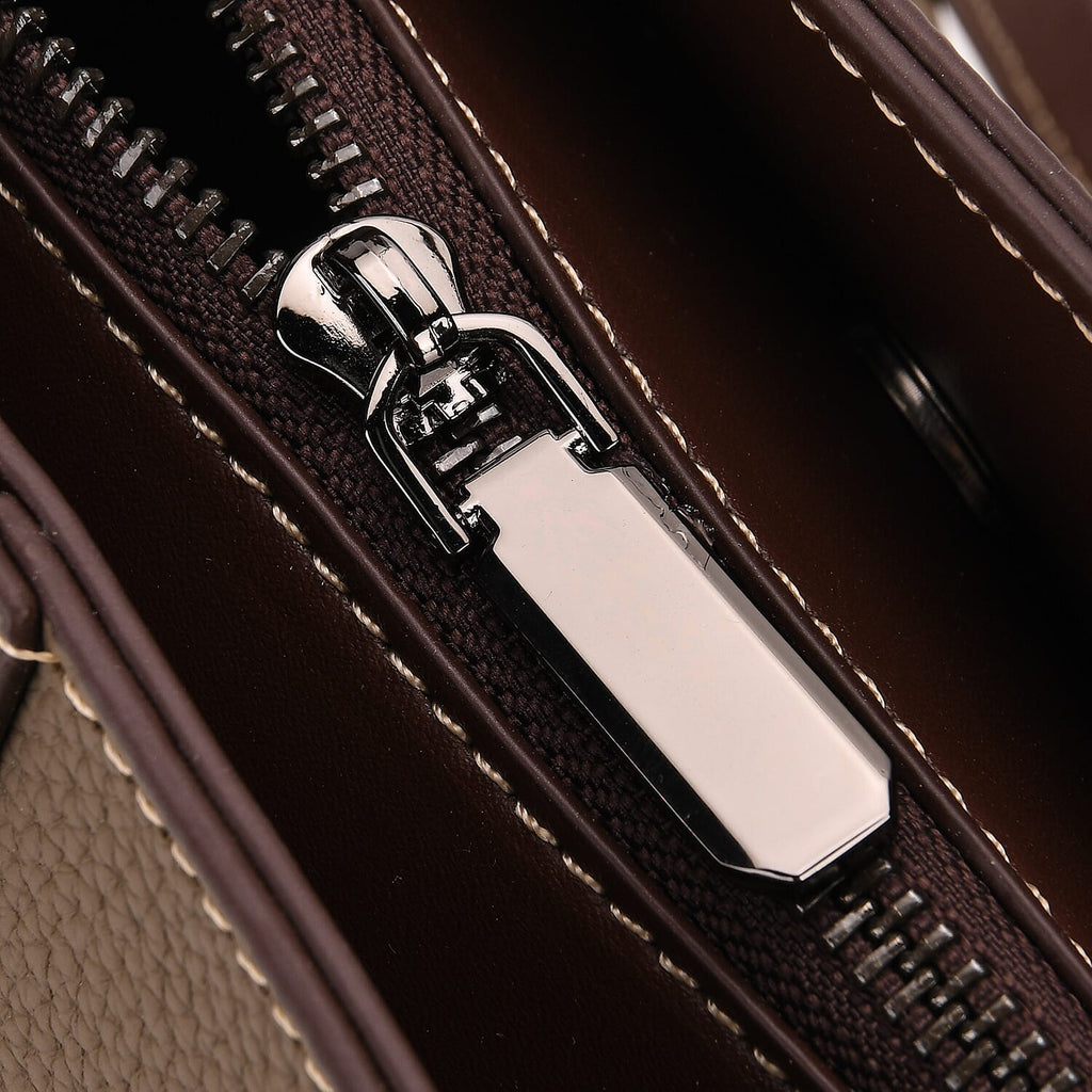Genuine Leather Tote Bag - Taupe