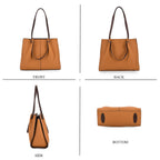 Genuine Leather Large Tote Bag - Tan