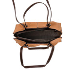 Genuine Leather Large Tote Bag - Tan